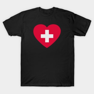 I Love Switzerland // Heart-Shaped Swiss Flag T-Shirt